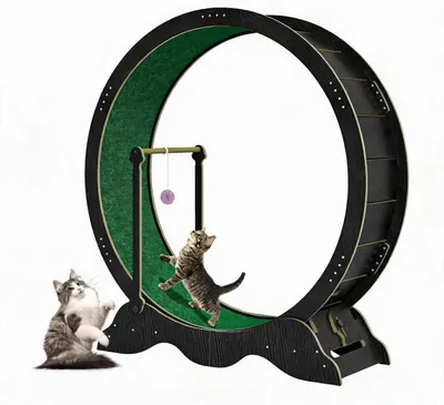 Produktbild von Katzenlaufrad 100 cm Katzenlaufband aus MDF Katzenfitness Spielrad für Wohnungskatzen schwarz