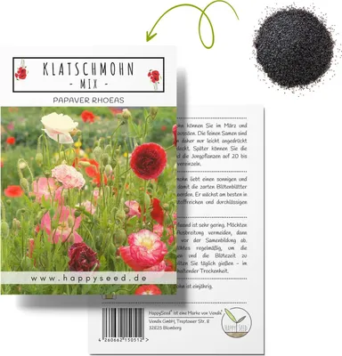 Produktbild von Klatschmohn Samen (Papaver rhoeas) - Wunderschön blühende Mohnblumen mit langer Blütezeit für eine bunte Blumenwiese (Mix)