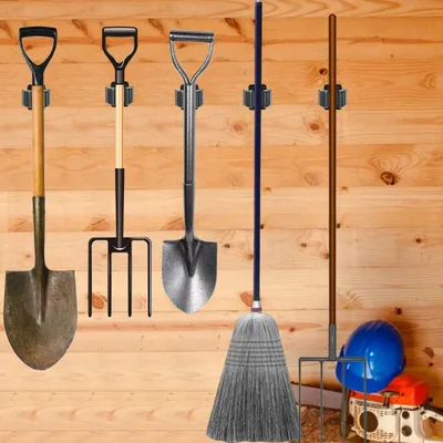 Produktbild von 10 Stück Edelstahl Besenhalter - Praktische Gartenwerkzeughalter - Wandset für Besen und Krücken