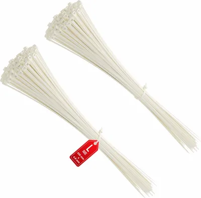 Produktbild von intervisio Kabelbinder 430mm x 4,8mm, Hochleistungs 430 mm weiß Nylon extra Lang Universalbinder, weiss Industriequalität Profi Binders, 200 Stück