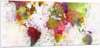 Produktbild von Bilder auf glas - Karte Welt modern - 100x40cm - Glasbilder - Wandbilder - Kunstdruck - zum Aufhängen bereit - Wanddekoration aus Glas - Glas Bilder - Wandbild auf Glas - Einteilig - GAB100x40-3701