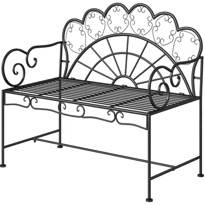 Productafbeelding van Outsunny tuinstoel, parkbank, zitbank, bank, tuinmeubilair, 2-persoons, metaal, zwart