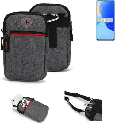 Produktbild von K-S-Trade Holster Gürteltasche kompatibel mit Huawei nova 9 SE Handy Tasche Schutz Hülle grau Zusatzfächer 1x
