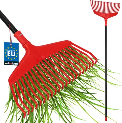 Image de KOTARBAU® Rateau À Feuilles Plastique 38 cm avec Manche en Aluminium Extra-Click Rateau Jardin Ramasse Feuilles Léger Rouge & Noir Ergonomique