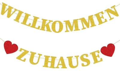 Productafbeelding van Welkomstbanner met gouden lint en glitterkarton voor feestdecoratie