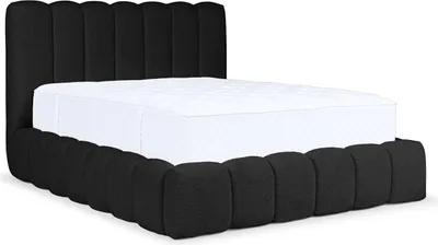 Produktbild von MEBLINI Carlos Polsterbett 200x200 mit Lattenrost - Bubble Bett - Cloud Bett - Marshmallow Bed - Kopfteil Bett mit Stauraum - Betten - 200x200 - Schwarz Boucle ohne Matratze