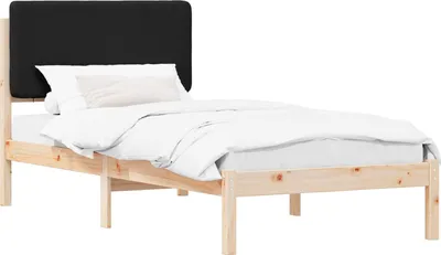 Produktbild von Bettgestell mit gepolstertem Kopfteil Schwarz 80 x 200 cm