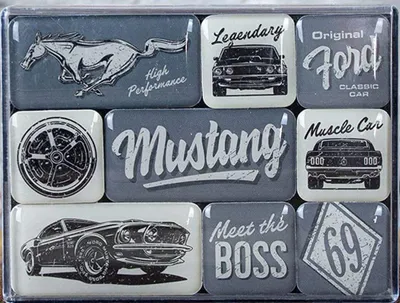 Image de Nostalgic-Art - Set de 9 aimants - Ford - Ford Mustang The Boss
