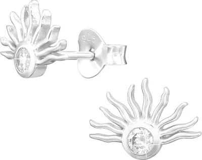 Produktbild von Ohrstecker Sonne: Zirkonia Ohrringe Silber 925 925 Sterling Silber