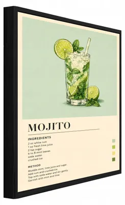 Produktbild von Bilder mit Rahmen Trinken Mojito Vintage - 40x60 cm - Wandbilder Küche Esszimmer - Leinwand Bilder mit Rahmen Grün - PPR16762O4