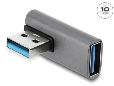 Imagen del producto de Adaptador USB de 10 Gbps, conector tipo A, con ángulo recto y carcasa de aluminio