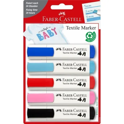 Productafbeelding van Faber-Castell Textielstiften, set van 5, thema: babyfeest