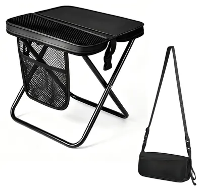 Obrázok produktu pre Skladacia stolička na kemping, 31 cm - čierna