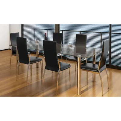 Image de vidaXL Chaises de salle à manger 6 pcs. noir similicuir