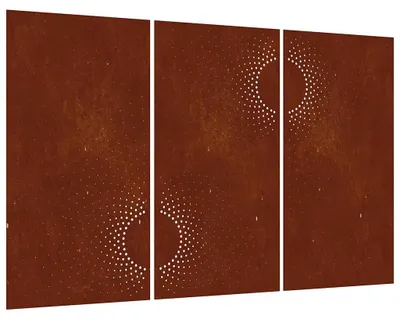 Obrázok produktu pre vidaXL 3-dielna záhradná dekorácia na stenu 105x55 cm Corten Steel Sun Design