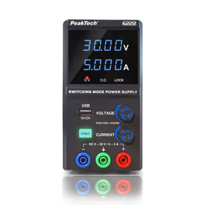 Image de Alimentation de laboratoire PeakTech P6222 DC 0–30 V 0–5 A – alimentation à découpage réglable pour l'électronique, l'atelier et les réparations