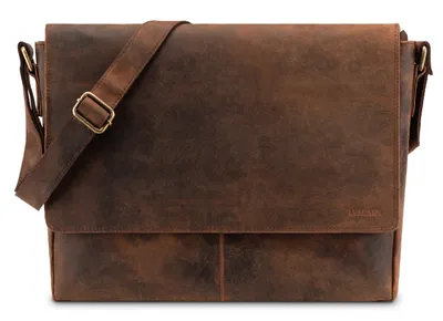 Produktbild von LEABAGS Messenger Bag, Acapulco Echtleder Aktentasche Herren & Damen, Leder Laptoptasche bis 15 Zoll, Umhängetasche mit Schultergurt 39 x 30 x 11 cm – Vintage Rotbraun