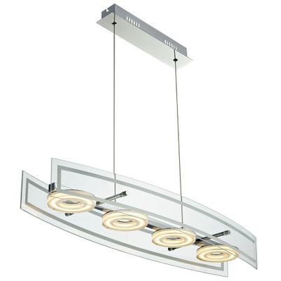 LED Pendelleuchte Glas, chrom, Höhenverstellbar, L 80 cm