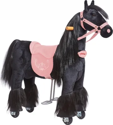 Produktbild von Mechanisches Pferd auf Rollen Ponnie Ebony S mit rosa Sattel