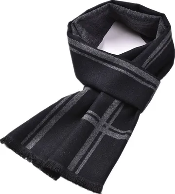 Produktbild von Neu Herrenschal, warmer Kaschmirschal, karierter Businessschal (vertikaler Streifen, schwarz)