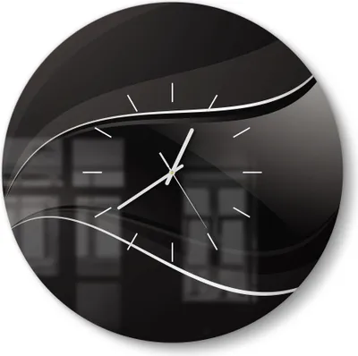 Produktbild von DEQORI Glasuhr Ø50 cm Modern 'Dunkle Wellengrafik' Wanduhr Glas Uhr Design leise