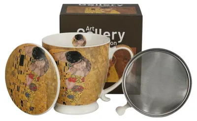 Immagine prodotto di DUO | Tazza da caffè - Tazza con coperchio - Filtro per tè - 510 ml - beige - bianco - Tazza in porcellana - Pratica