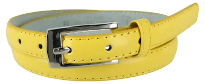 Productafbeelding van CTM Damen, smalle leren jurk, riem, geel, 90 cm