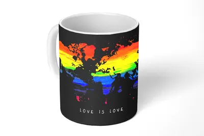 Obrázok produktu pre MuchoWow® Pohár Šálka na kávu Hrnček na kávu 350 ml Karta - Pride flag - Citát - Láska Šálka na čaj - Foto hrnček