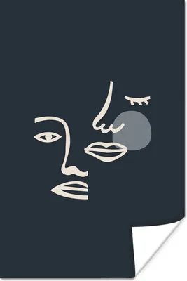 Produktbild von MuchoWow® Poster Pastell - Gesicht - Blau 80x120 cm - Papierdruck