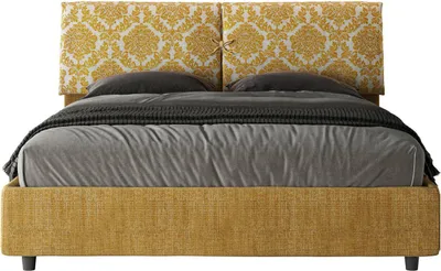 Produktbild von ITYHOME - Gepolstertes Bett mit Lattenrost 160x210 mit Stoffbezug Agata 3 Gelb Mados