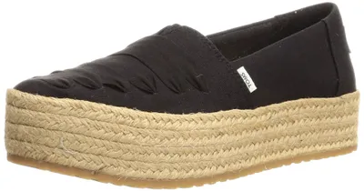 Productafbeelding van Toms dames, Valencia slip-on, zwart; linnen, maat 8 (breed)