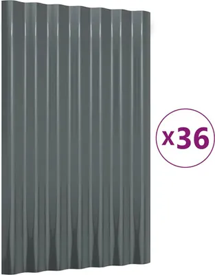 Produktbild von vidaXL Dachpaneele 36 Stk. Verzinkter Stahl Anthrazit 60x36cm