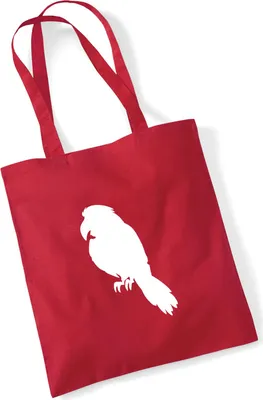 Produktbild von Huuraa Jutebeutel Papagei Silhouette 10 Liter Classic Red Baumwolle Tasche Geschenkidee