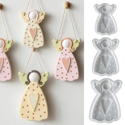 Immagine prodotto di Stampo in silicone a tema natalizio, angioletti, set di 3 stampi per realizzare candele e saponi