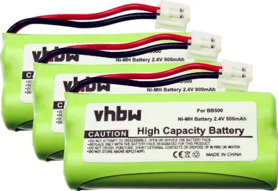 Produktbild von vhbw 3x Akku kompatibel mit Alcatel Versatis 50, 350, 250, 150 schnurlos Festnetz Telefon (800 mAh, 2,4 V, NiMH)