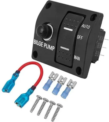 Productafbeelding van Bilgepompbesturing - 3-voudige schakelpaneel - Zwart - LED-indicator - Handbediening en automatische modus - Geschikt voor boten
