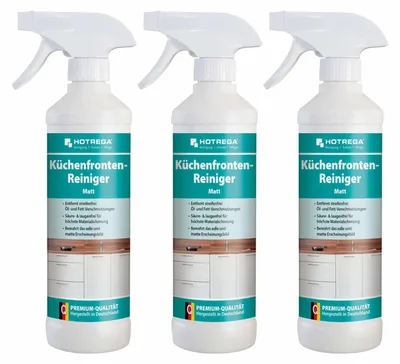 Produktbild von HOTREGA Küchenfronten-Reiniger matt 5x 500 ml Spray | gebrauchsfertiger Oberflächenreiniger gegen Fett & Öl | säure- und laugenfrei | materialschonend