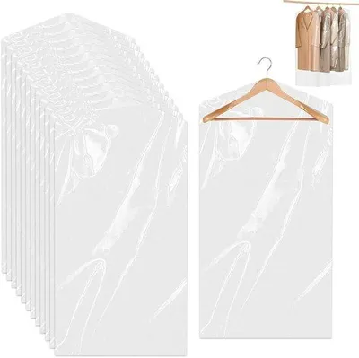 Image de Allecto Plus - Sacs de rangement transparents, 60 x 120 cm - 30 pièces - Sacs en plastique pour costumes, robes, manteaux - Protection anti-poussière pour les vêtements
