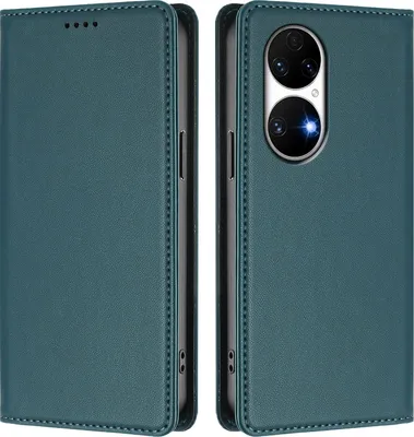 Obrázek produktu pro Kožené pouzdro pro Huawei P50, magnetické flipové pouzdro zPolyuretankůže se stojánkem Zelená