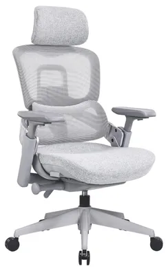 Produktbild von Drehstuhl RICCO Grau Stoff Netz atmungsaktiver Netzrücken 140 kg höhenverstellbar 70 cm breit