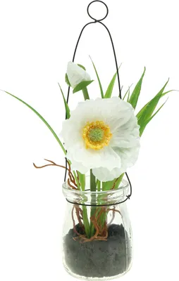 Produktbild von Künstliche Mohnblume im Glas hängend Frühlingsdeko Kunstblume