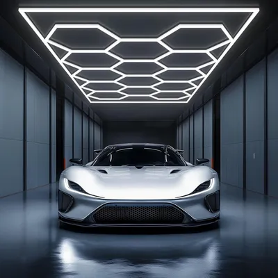 Produktbild von 14er-Pack Hexagon LED Deckenleuchte mit Rahmen, 680W LED Wabenleuchte, geeignet für Garagen, Fitnessstudios, Salons, Studios und Autowerkstatt