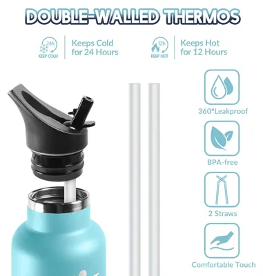 Produktbild von Trinkflasche Edelstahl 500ml Kinder, BPA-frei, auslaufsicher, doppelwandig,