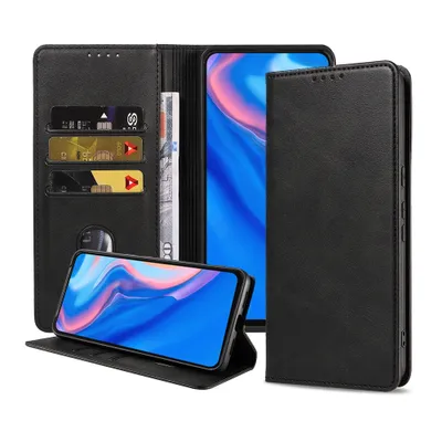 Immagine prodotto di Smartphonica Custodia per telefono adatta a Huawei Y9 Prime (2019) Custodia in ecopelle con chiusura magnetica e portacarte Custodia a libro con patta - Nero
