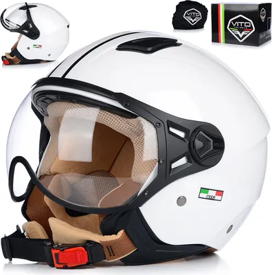 Produktbild von Jet Helm Mopedhelm | VITO MODA | Herren und Damen | Jethelm mit Visier | ECE 22.06  | Motorradhelm | L (59cm)