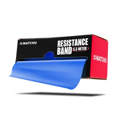 Produktbild von Matchu Sports Widerstandsband Rolle 5,5 Meter - Schwer Blau - Resistance Band Fitnessband Trainingsband