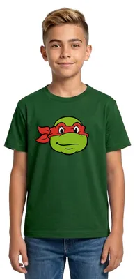 Produktbild von Spreadshirt Teenage Mutant Ninja Turtles Raphael Kostüm Karneval Teenager T-Shirt, 134/146 (9-11 Jahre), Forstgrün