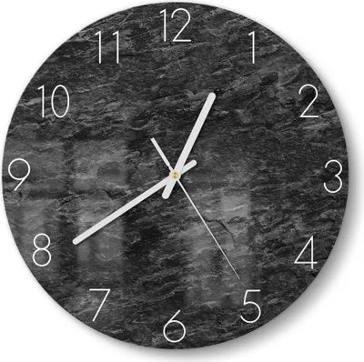 Produktbild von DEQORI Glasuhr Ø30 cm Zahlen 'Dunkle Steinstruktur' Wanduhr Glas Uhr Design leise