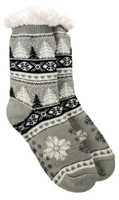 Produktbild von Hüttensocken Kuschelsocken Anti Rutsch Socke, Winter Hausschuhe Socken, Strick Fleece Gefütterte Warme M1-Grau/36-38