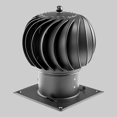 Produktbild von Schornsteinaufsatz Turbowent 1 mit Montageplatte, Edelstahl, Ø 200 mm, schwarz